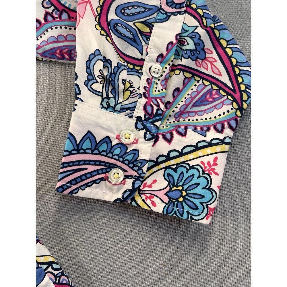 Talbots Classic Cotton White Blossom  Paisley Button Front Shirt‎ Women's Large - Picture 5 of 12